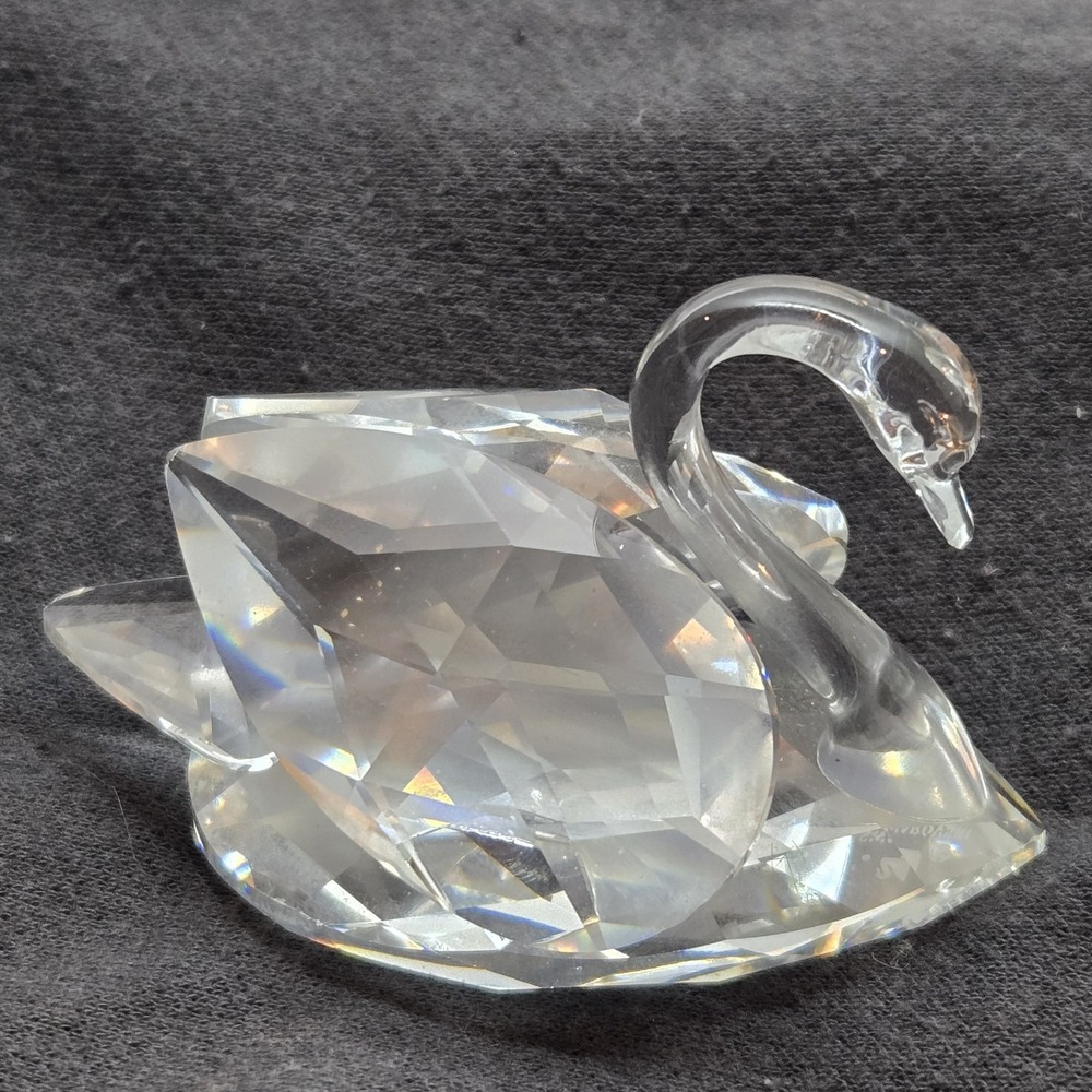Vtg Rare Htf Swarovski Crystal Mini Swan Figurine Paperweight Show Piece 3x2"